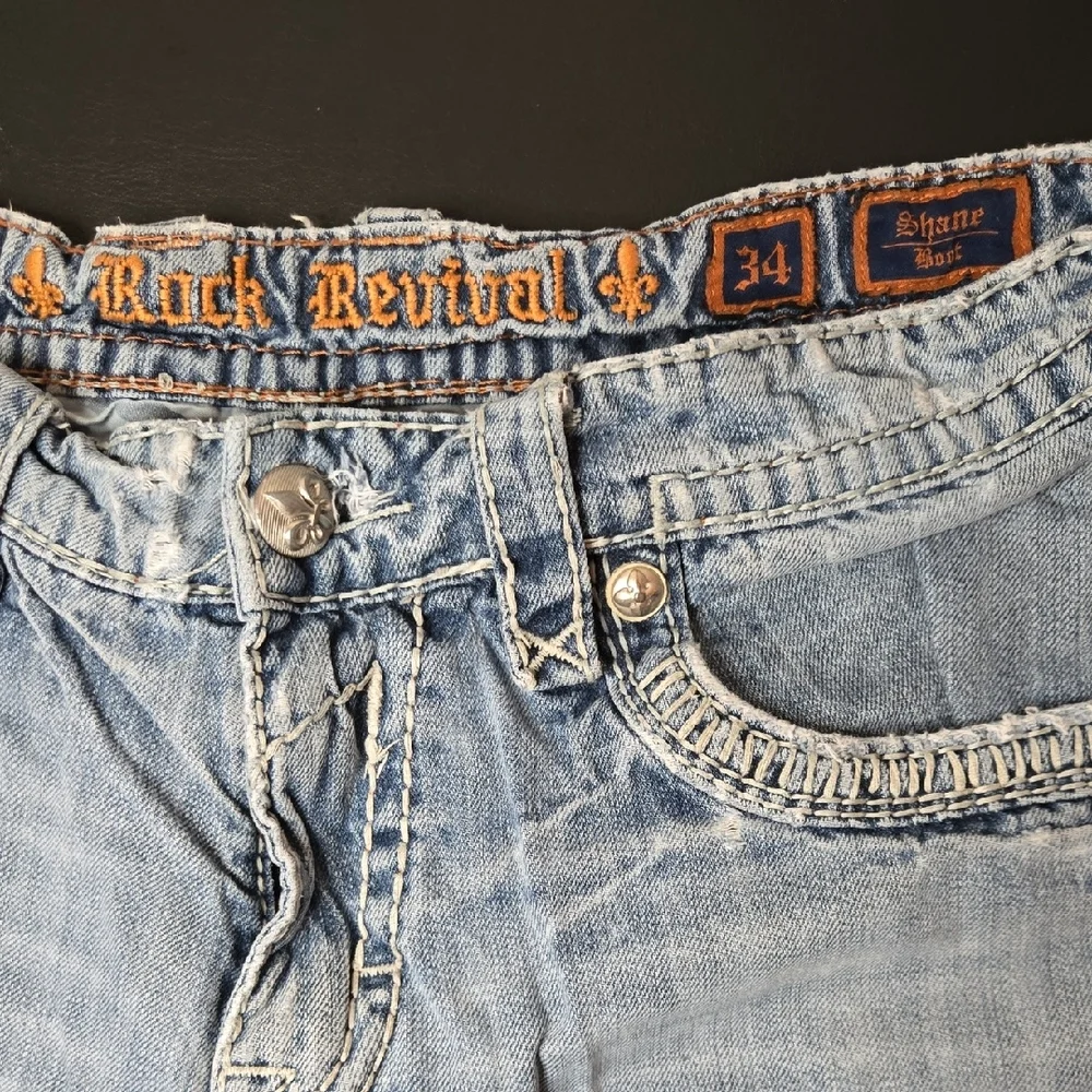 Rock Revival Boot Cut Ripped Jeans in Light Blue - Picture 6 of 16